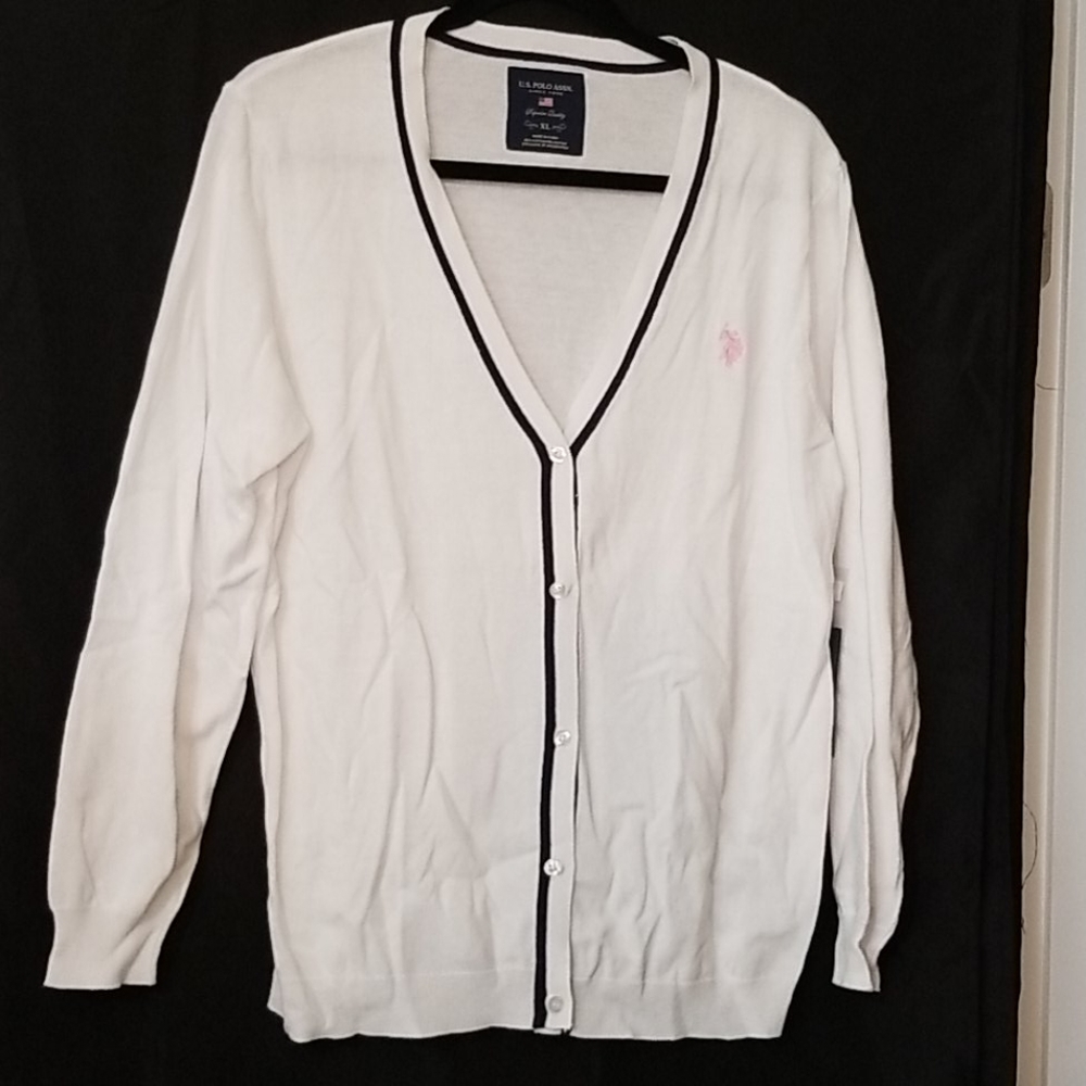 U.S. Polo Assn. White Cardigan sweater,  XL